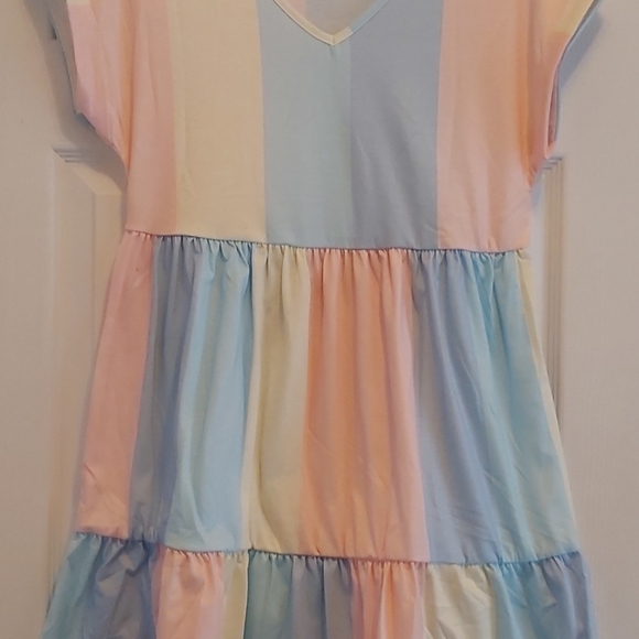 077. Multicolor Striped Color Block Tiered Mini Dress  Size M - Picture 16 of 16